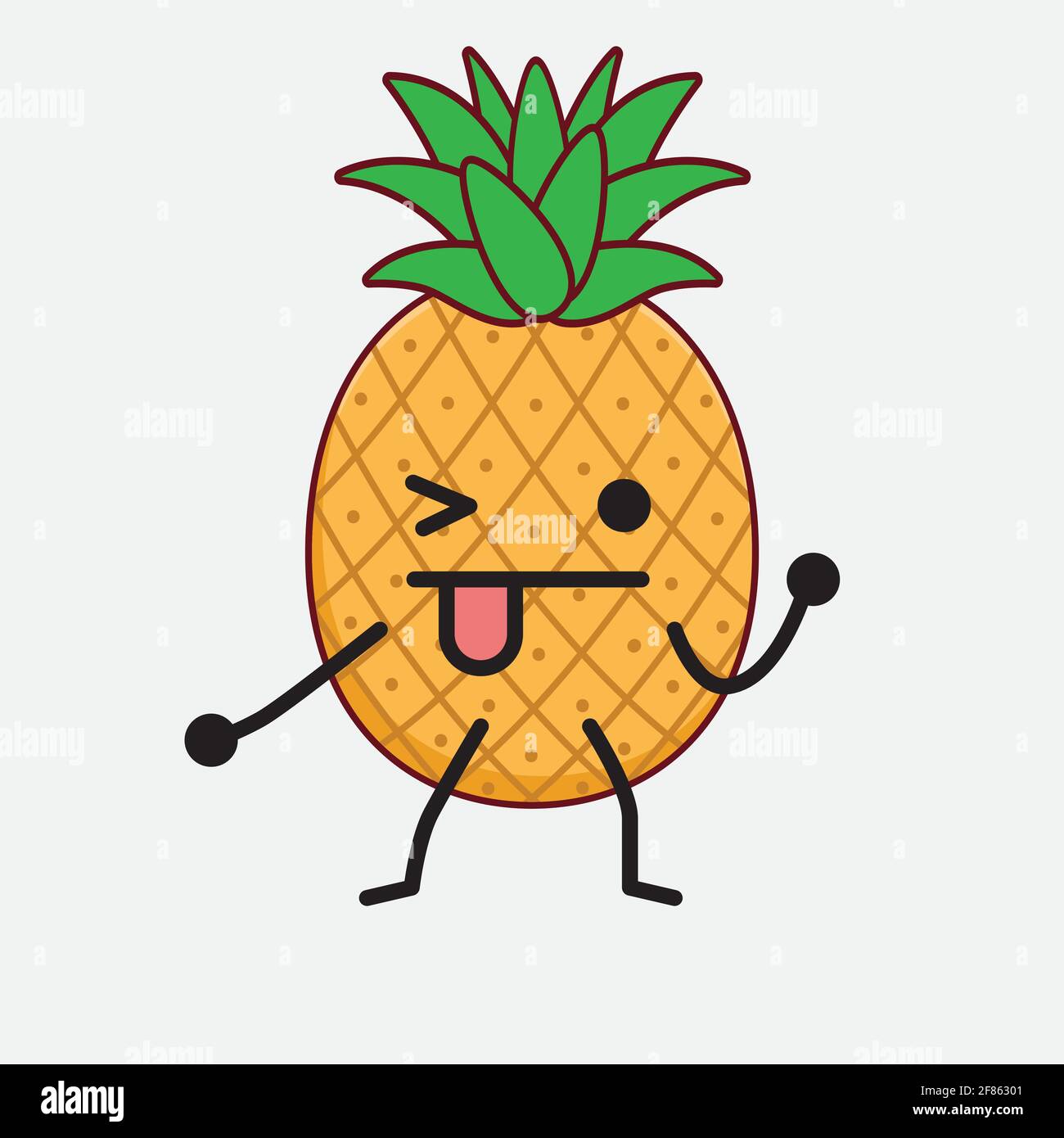 Vector Illustration of Pineapple Fruit Character with cute face, simple ...