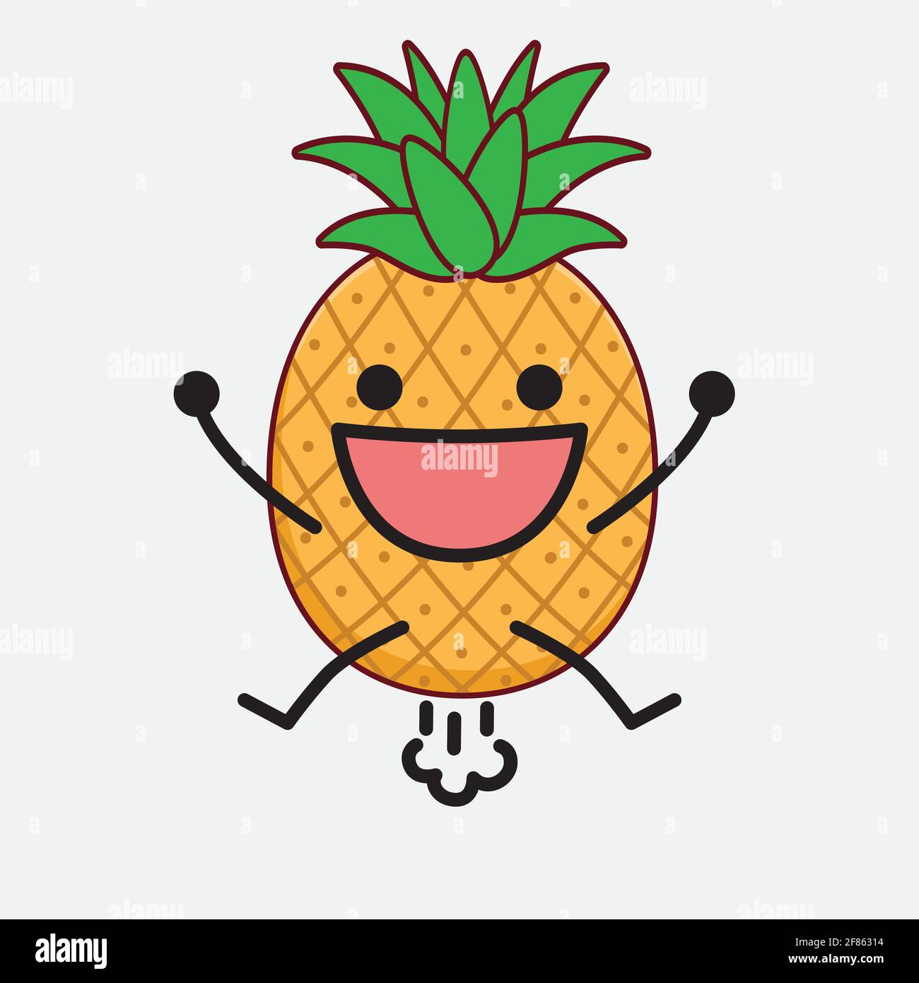 Vector Illustration of Pineapple Fruit Character with cute face, simple ...