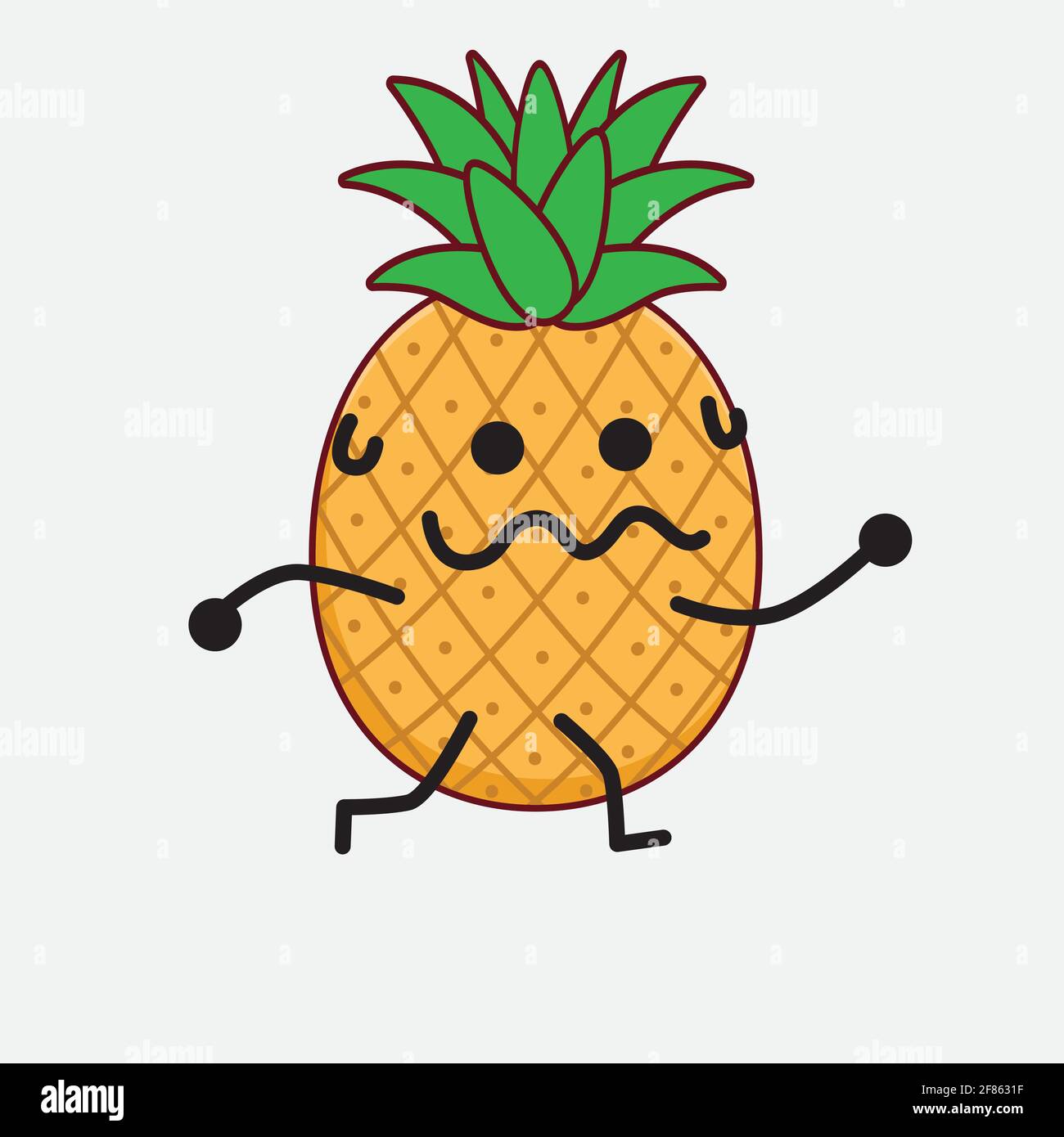 Vector Illustration of Pineapple Fruit Character with cute face, simple ...