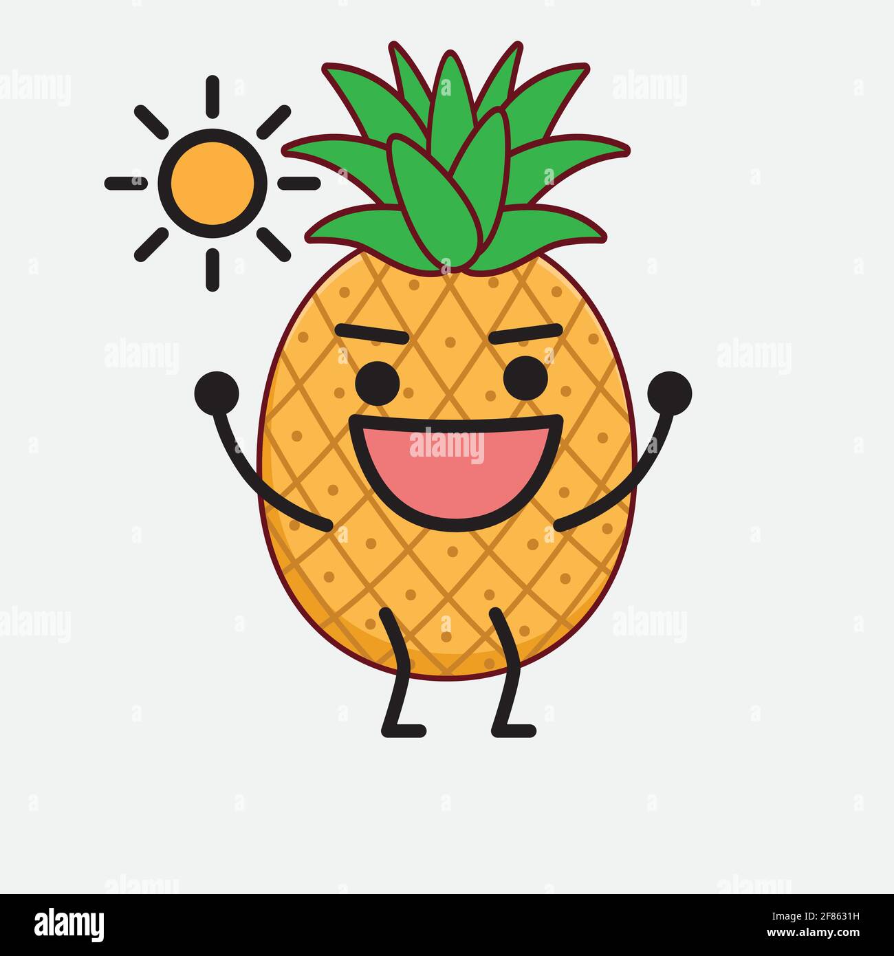 Vector Illustration of Pineapple Fruit Character with cute face, simple ...