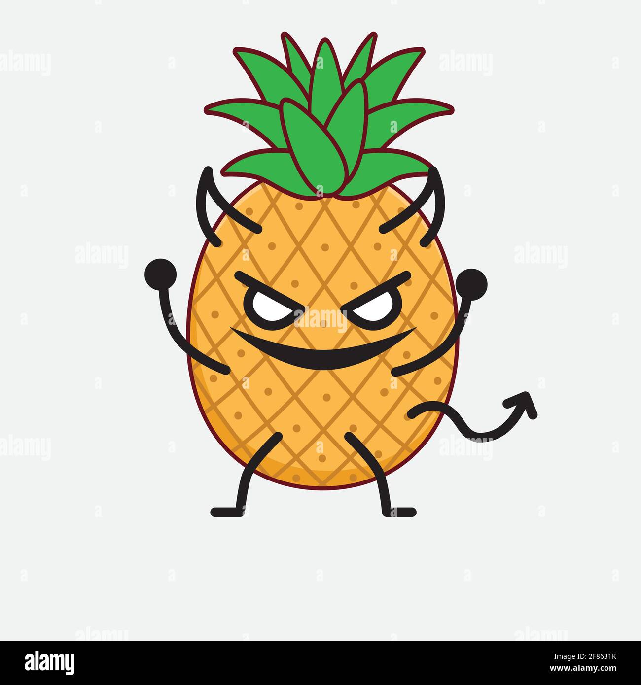 Vector Illustration of Pineapple Fruit Character with cute face, simple ...