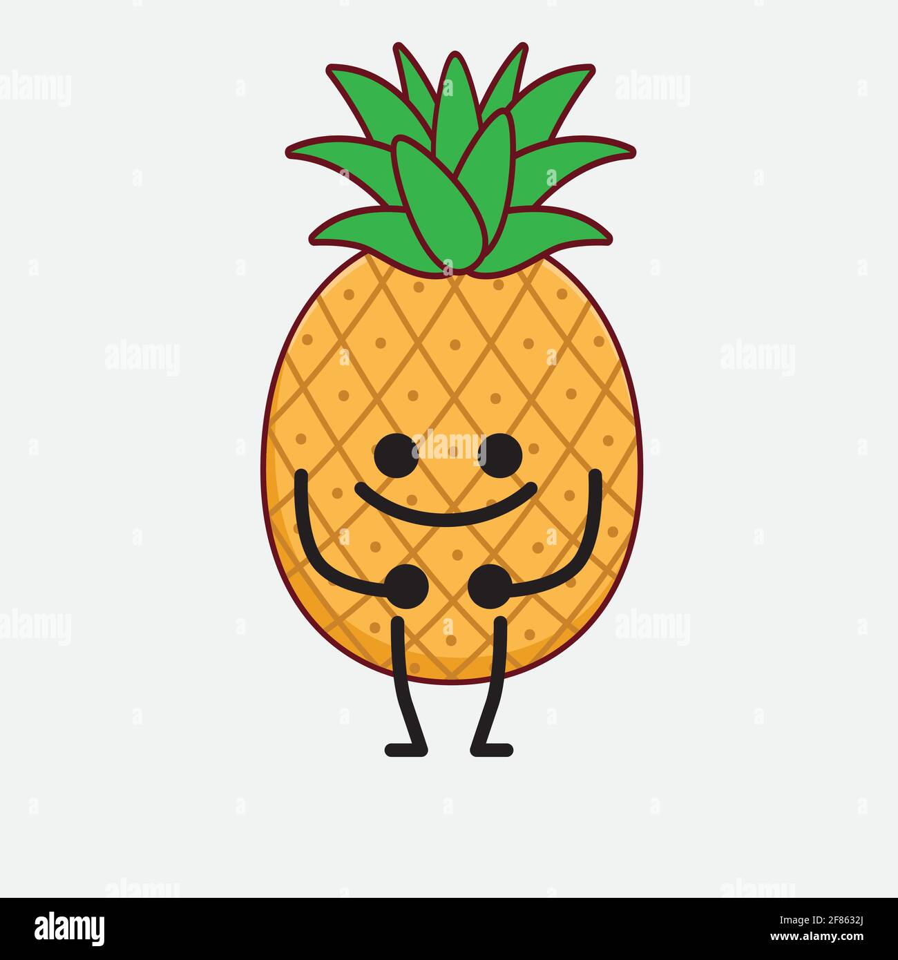 Vector Illustration of Pineapple Fruit Character with cute face, simple ...