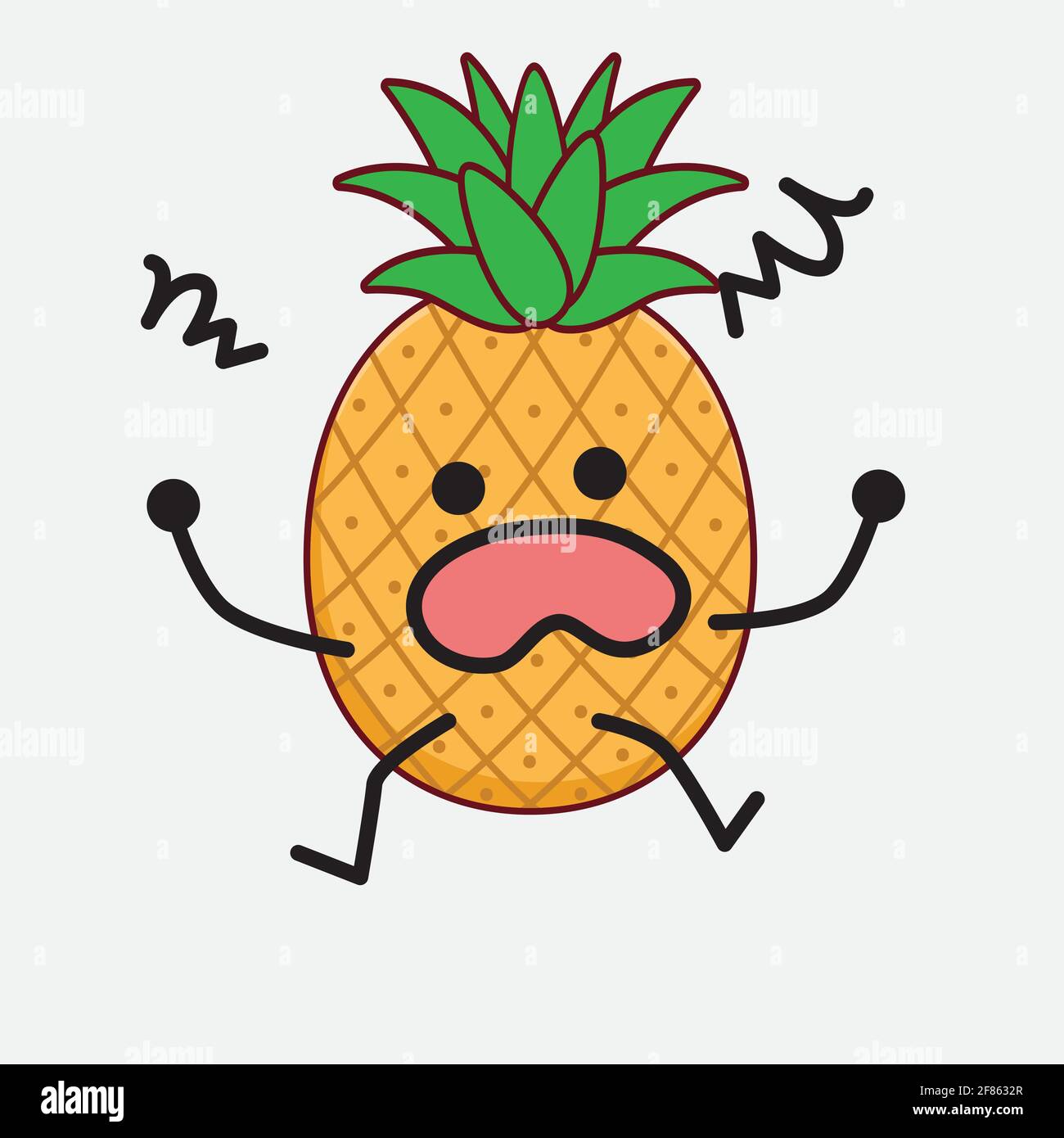 Vector Illustration of Pineapple Fruit Character with cute face, simple ...