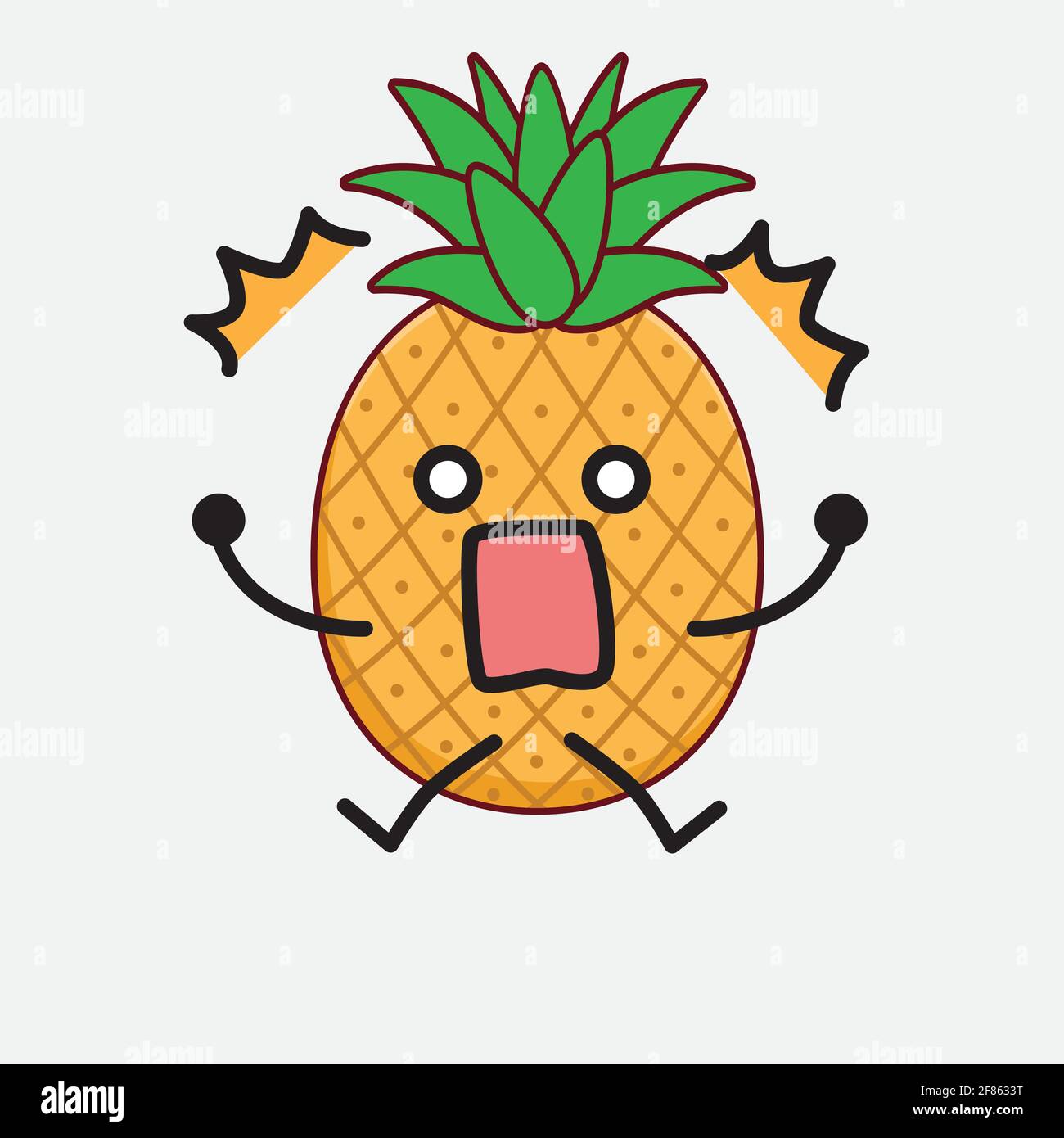Vector Illustration of Pineapple Fruit Character with cute face, simple ...