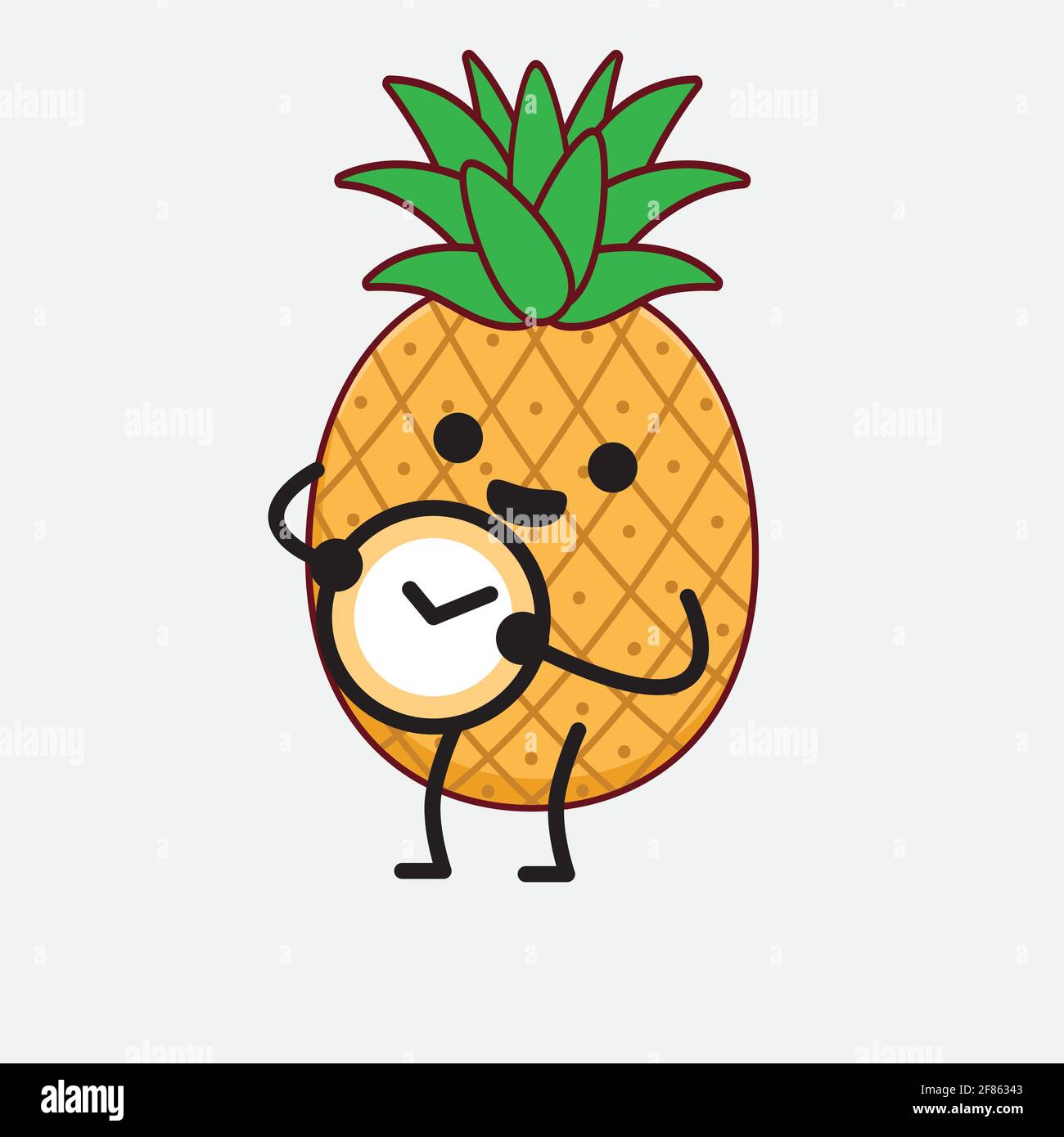 Vector Illustration of Pineapple Fruit Character with cute face, simple ...