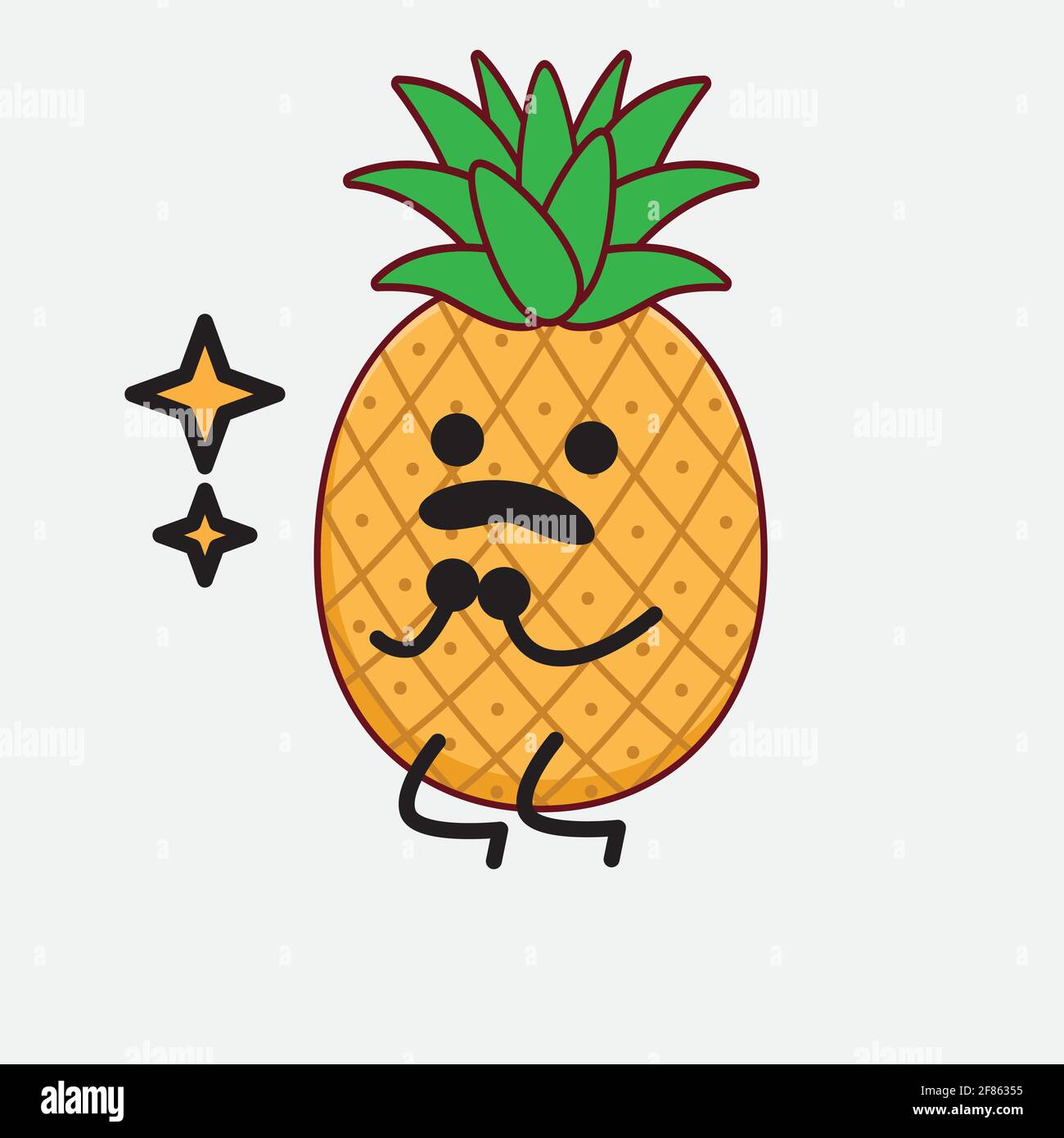 Vector Illustration of Pineapple Fruit Character with cute face, simple ...