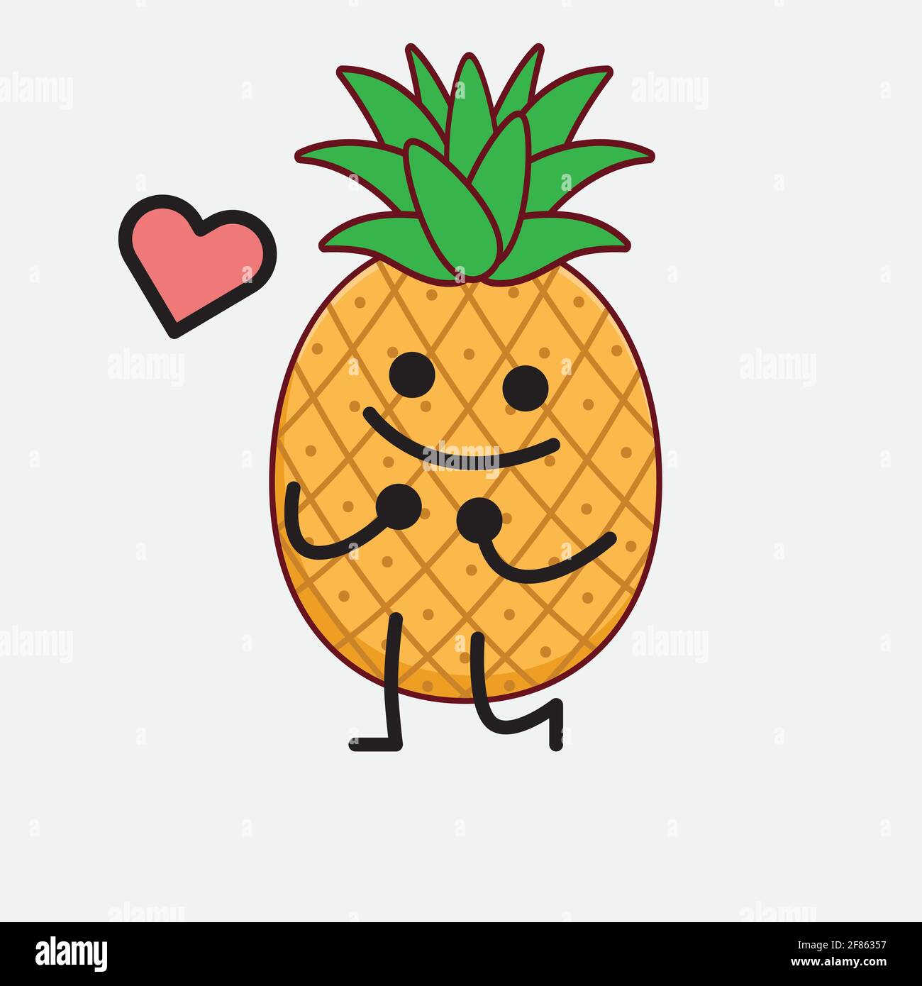 Vector Illustration of Pineapple Fruit Character with cute face, simple ...