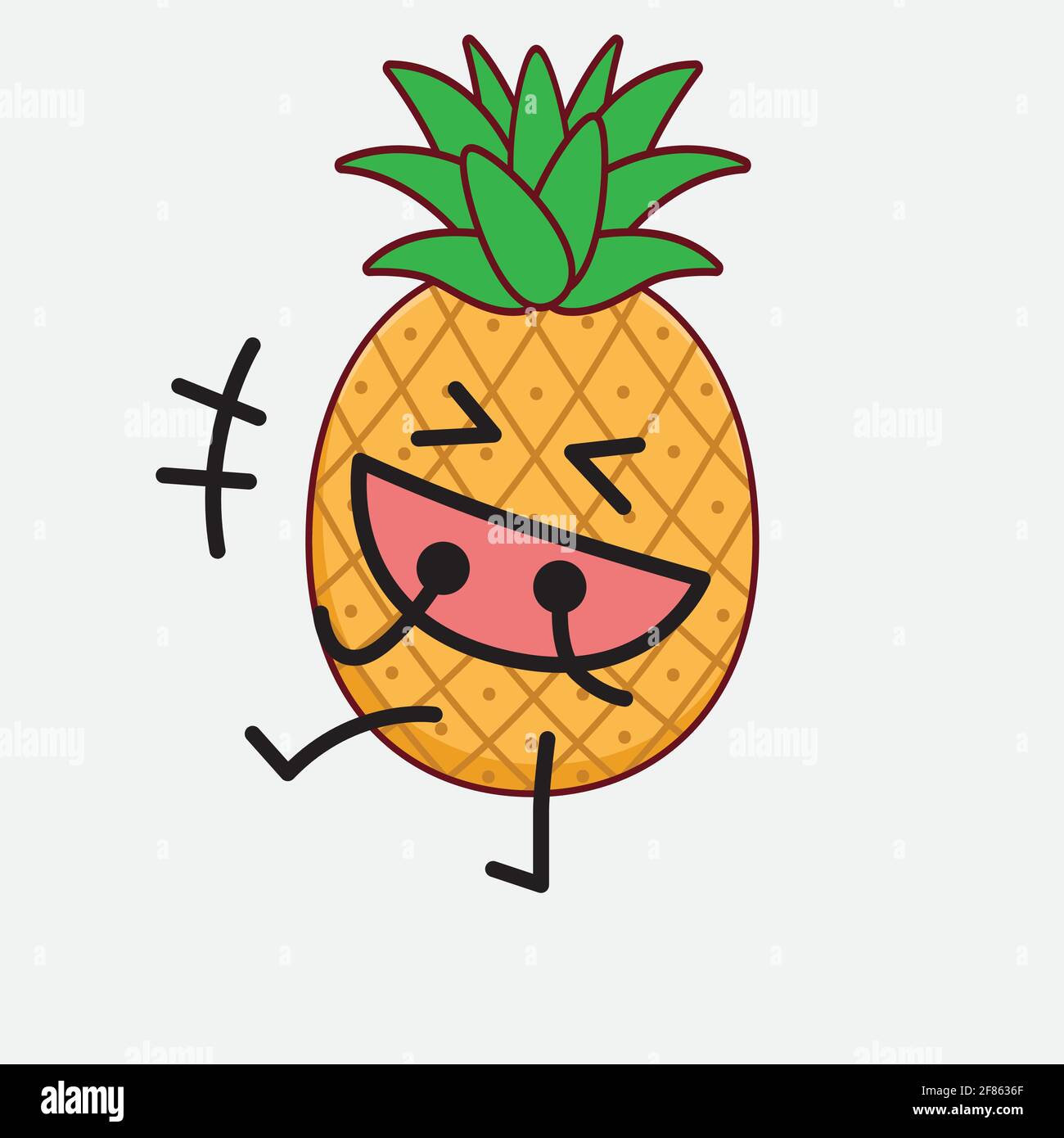 Vector Illustration of Pineapple Fruit Character with cute face, simple ...