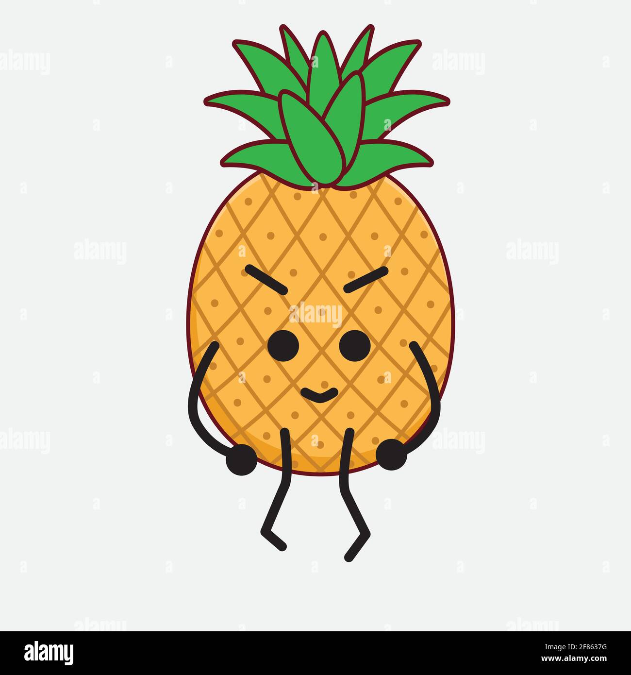 Vector Illustration of Pineapple Fruit Character with cute face, simple ...