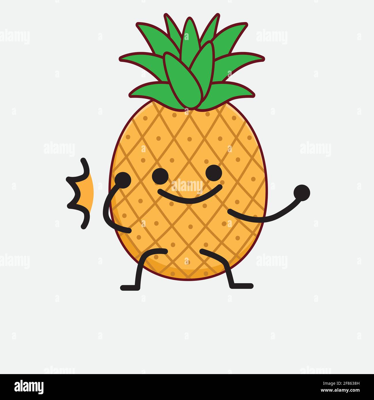 Vector Illustration of Pineapple Fruit Character with cute face, simple ...