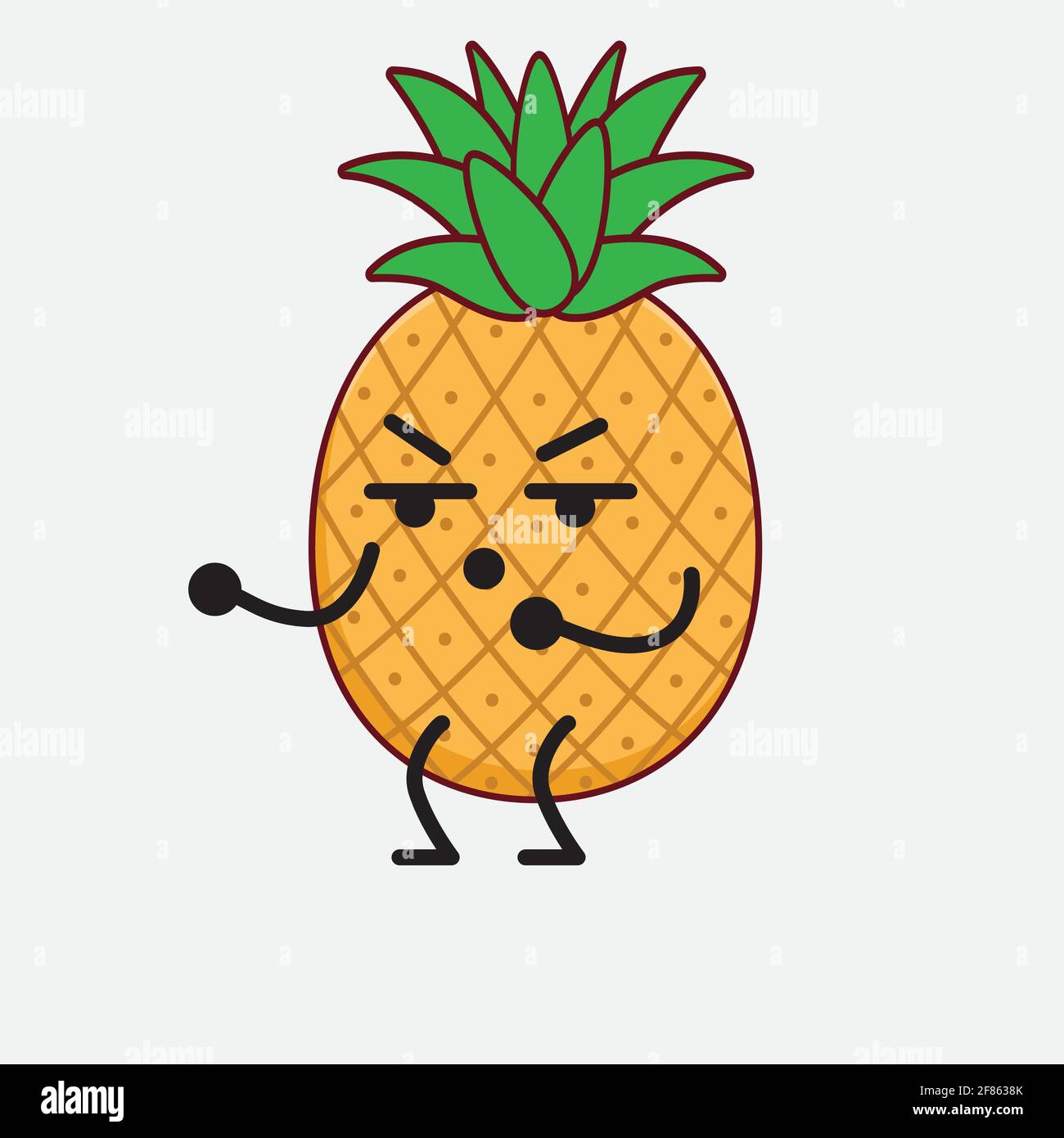 Vector Illustration of Pineapple Fruit Character with cute face, simple ...
