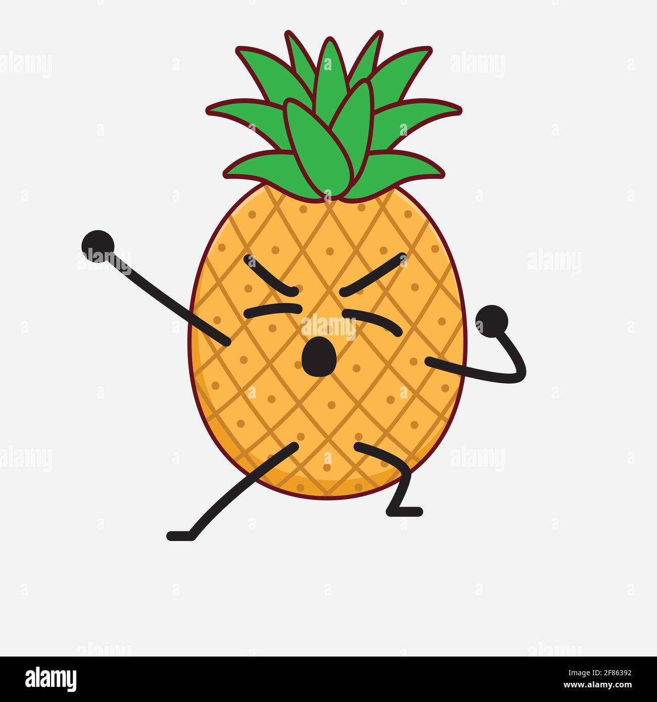 Vector Illustration of Pineapple Fruit Character with cute face, simple ...