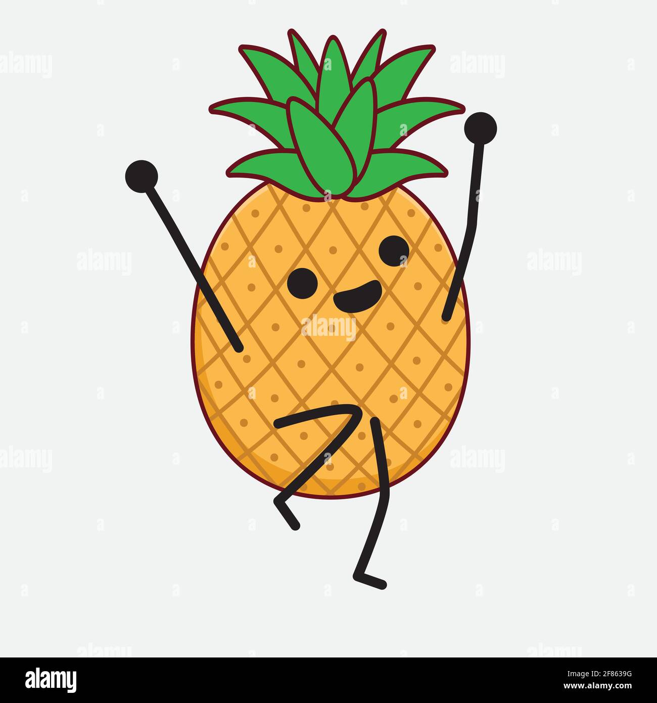 Vector Illustration of Pineapple Fruit Character with cute face, simple ...