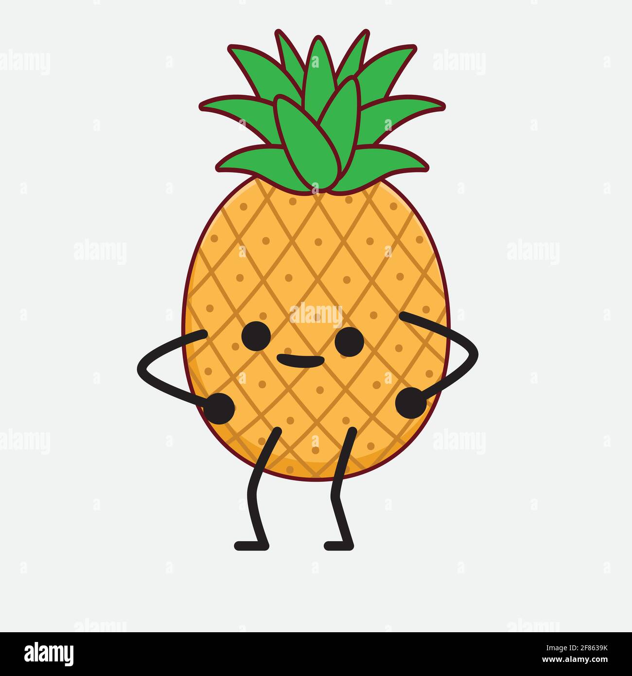 Vector Illustration of Pineapple Fruit Character with cute face, simple ...
