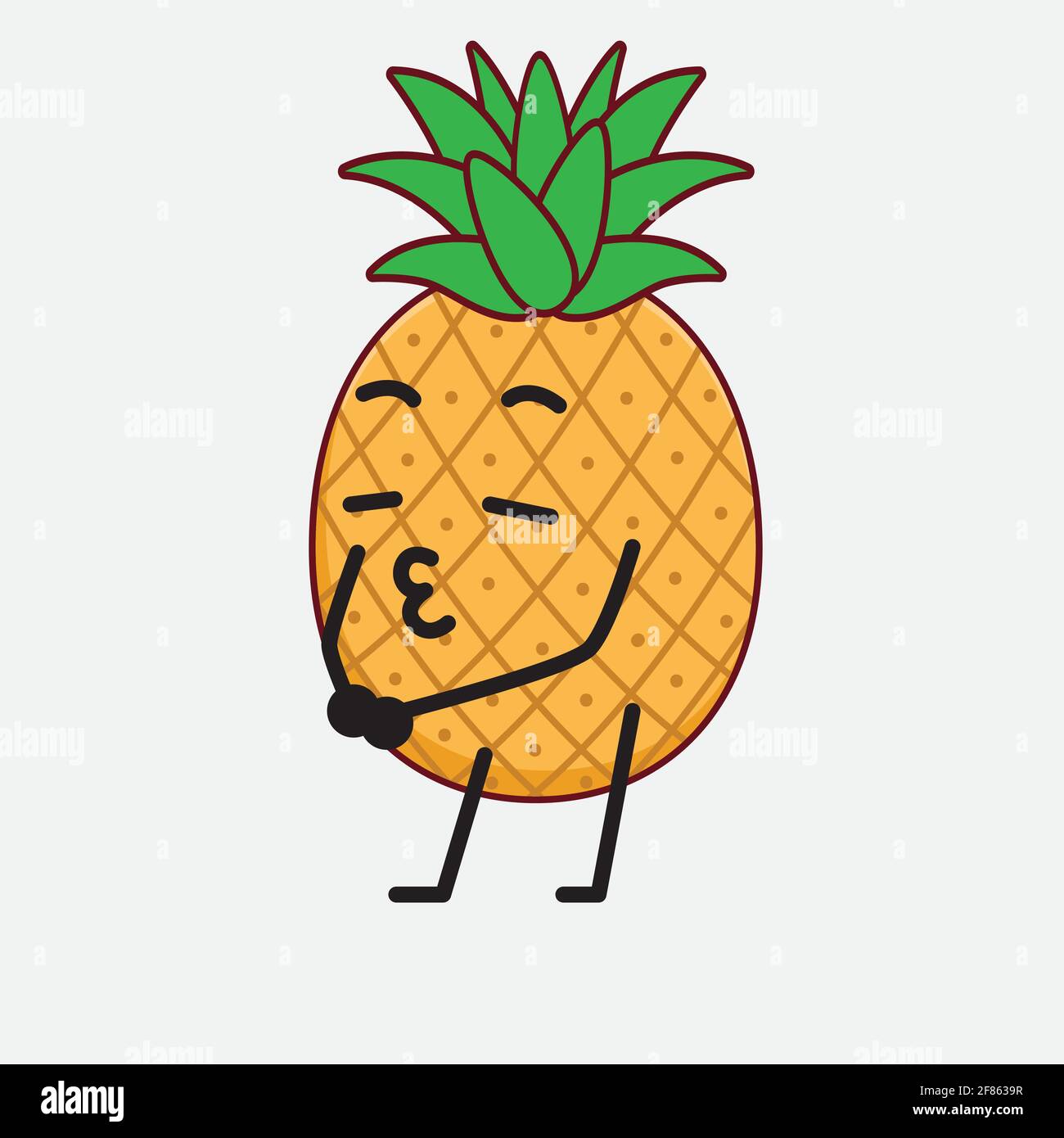 Vector Illustration of Pineapple Fruit Character with cute face, simple ...