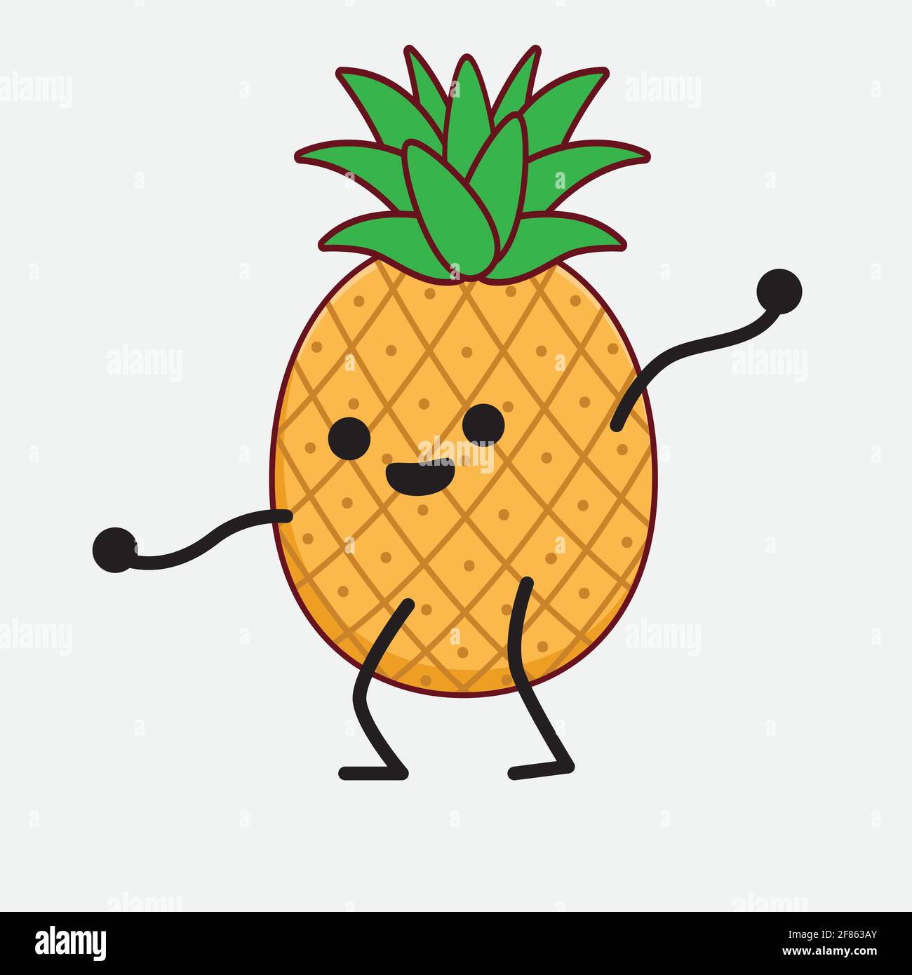 Vector Illustration of Pineapple Fruit Character with cute face, simple ...