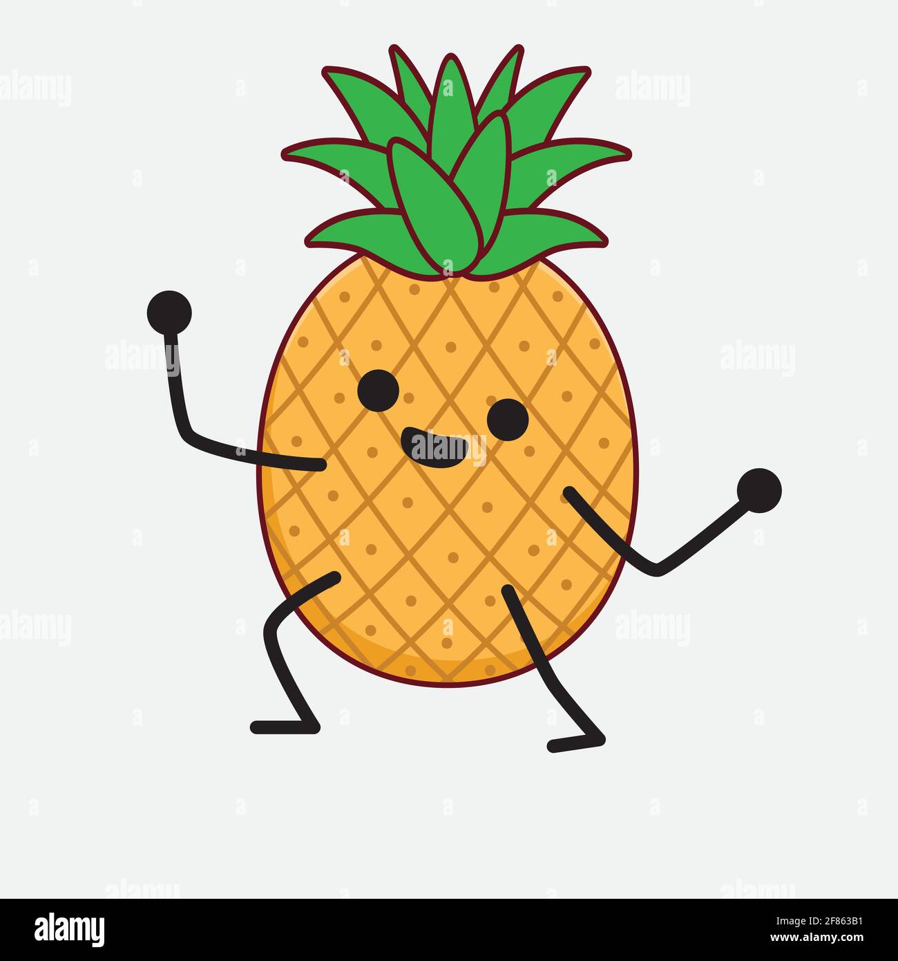 Vector Illustration of Pineapple Fruit Character with cute face ...