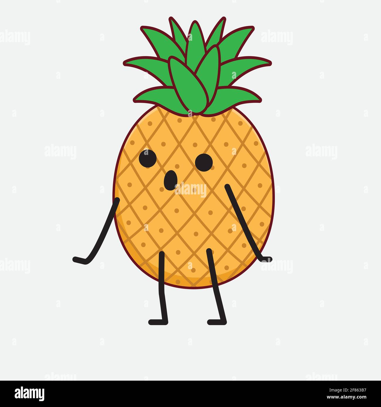 Vector Illustration of Pineapple Fruit Character with cute face, simple ...