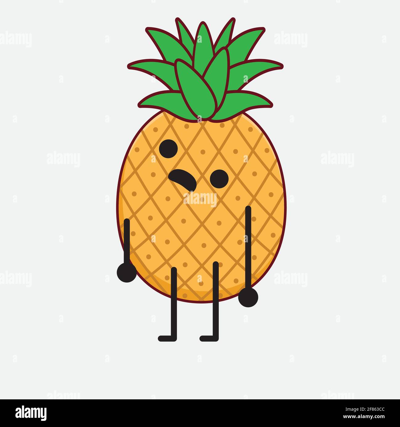 Vector Illustration of Pineapple Fruit Character with cute face, simple ...