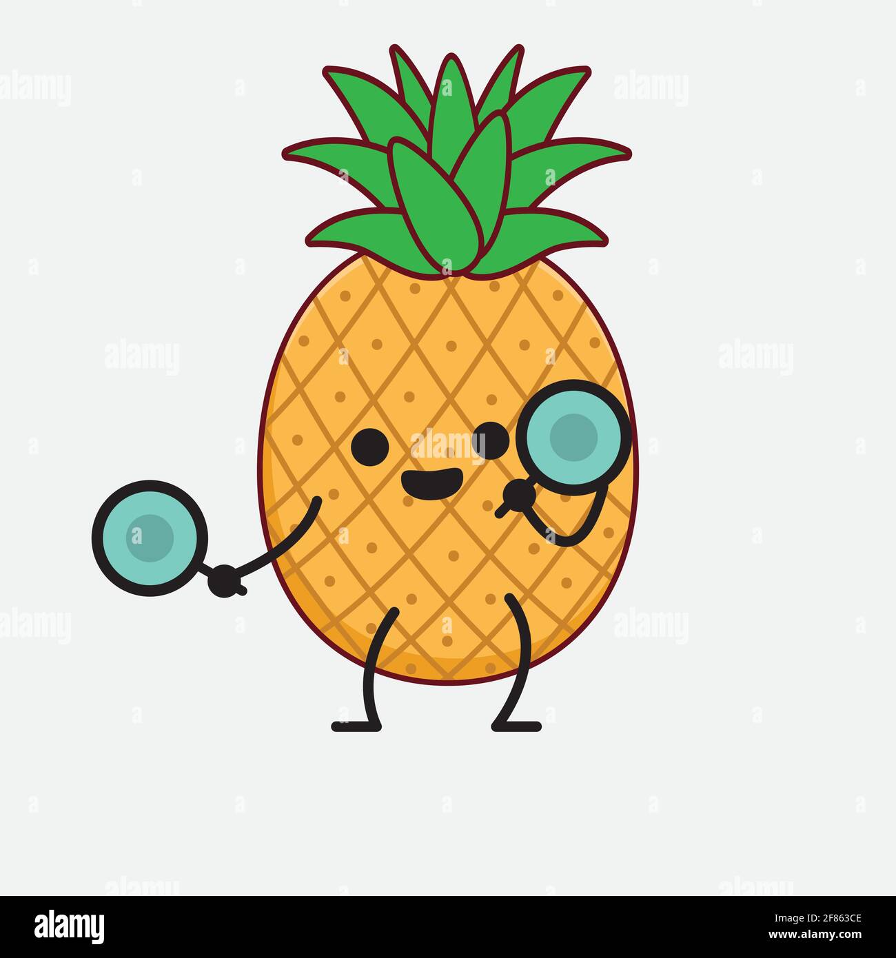 Vector Illustration of Pineapple Fruit Character with cute face, simple ...