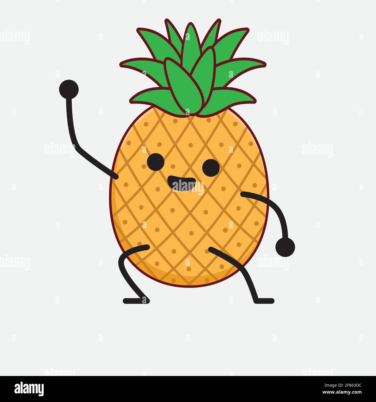 Vector Illustration of Pineapple Fruit Character with cute face, simple ...