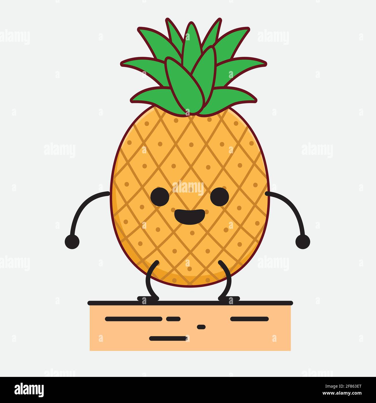 Vector Illustration of Pineapple Fruit Character with cute face, simple ...