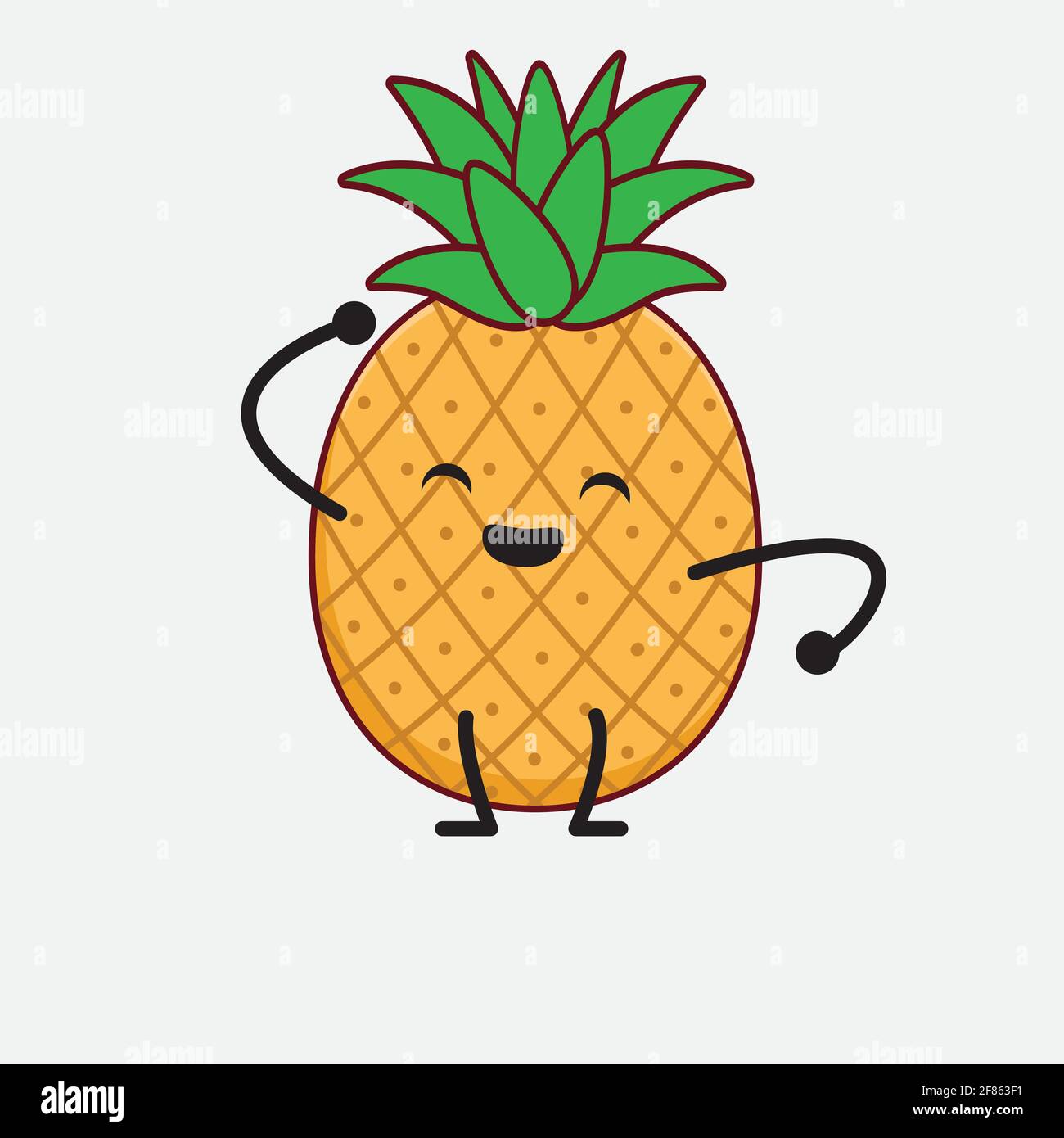 Vector Illustration of Pineapple Fruit Character with cute face, simple ...