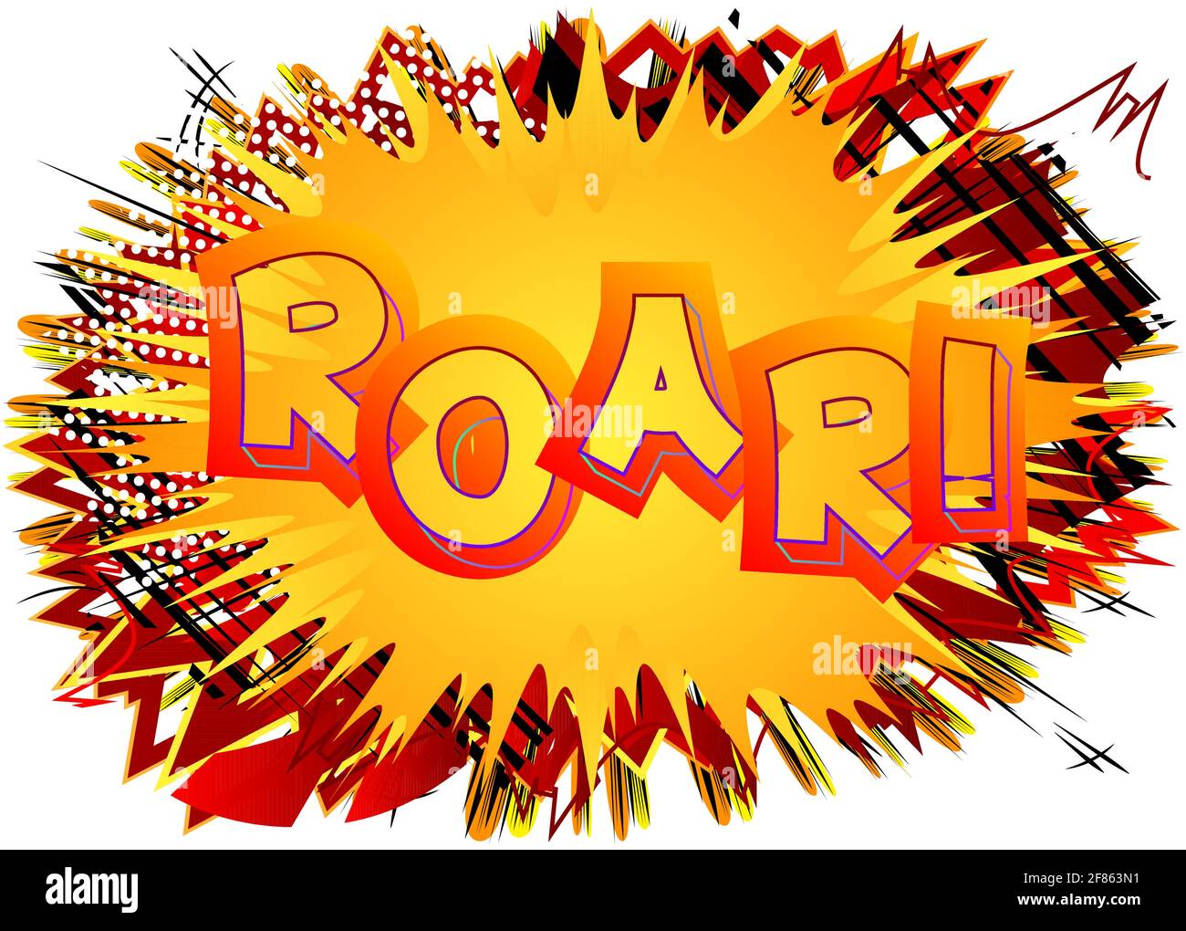 Comic book Roar word effect on bright abstract background. Vector cartoon  illustration in retro pop art style. Comics text sound effects Stock Vector  Image & Art - Alamy