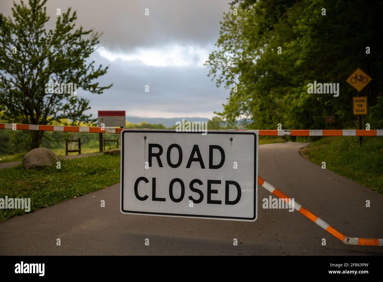 Road Closed Sign at Cades Cove in Great Smoky Mountains National park