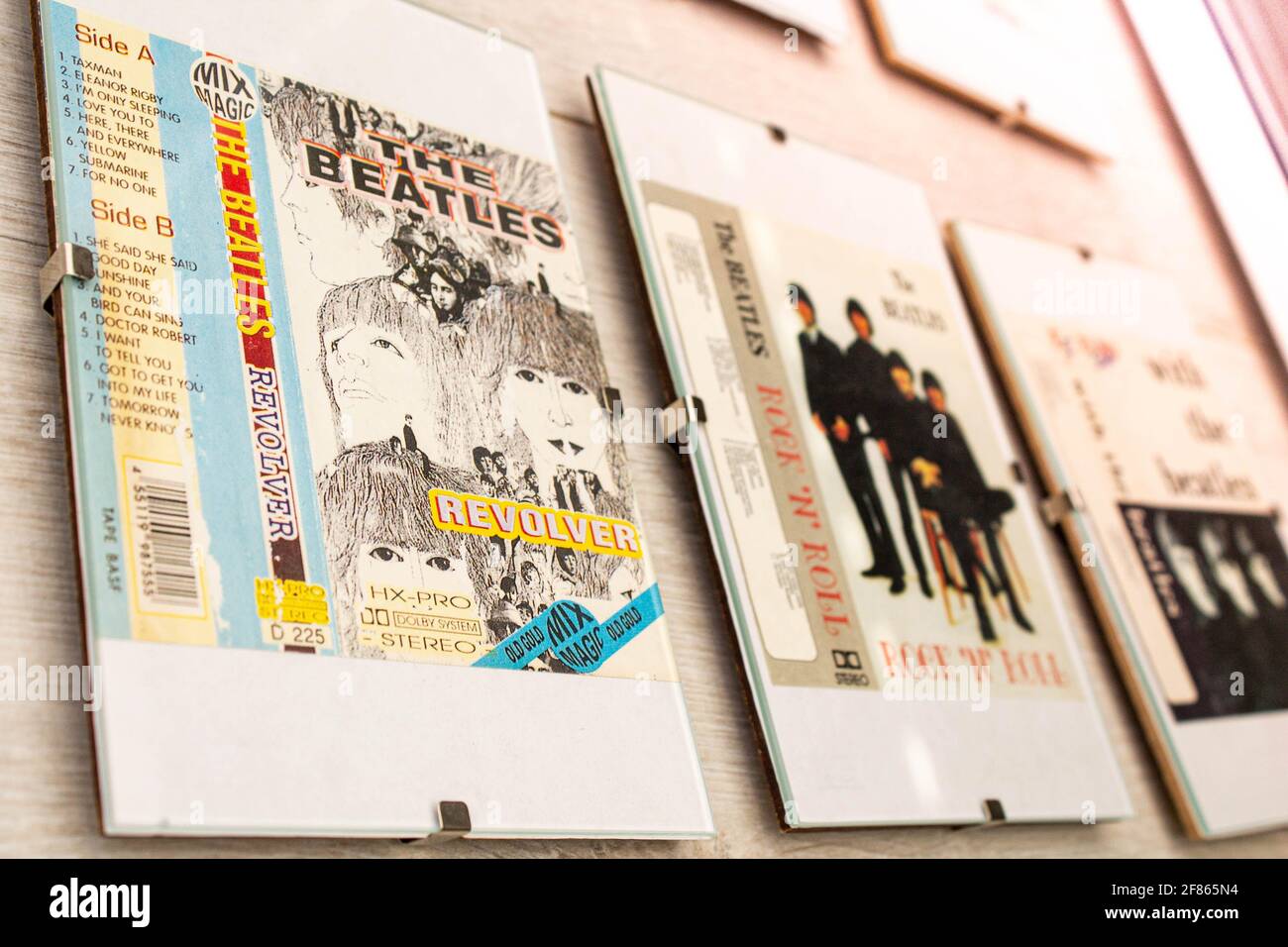 The Beatles collection. The Beatles album cover exhibition. Stock Photo