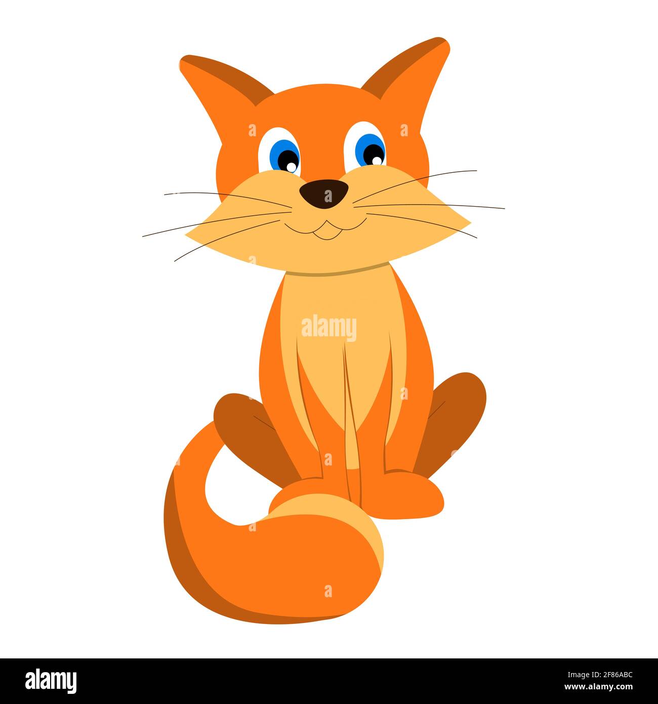 illustration of a funny red kitten sitting smiling, Vector isolated on a white background. Stock Vector