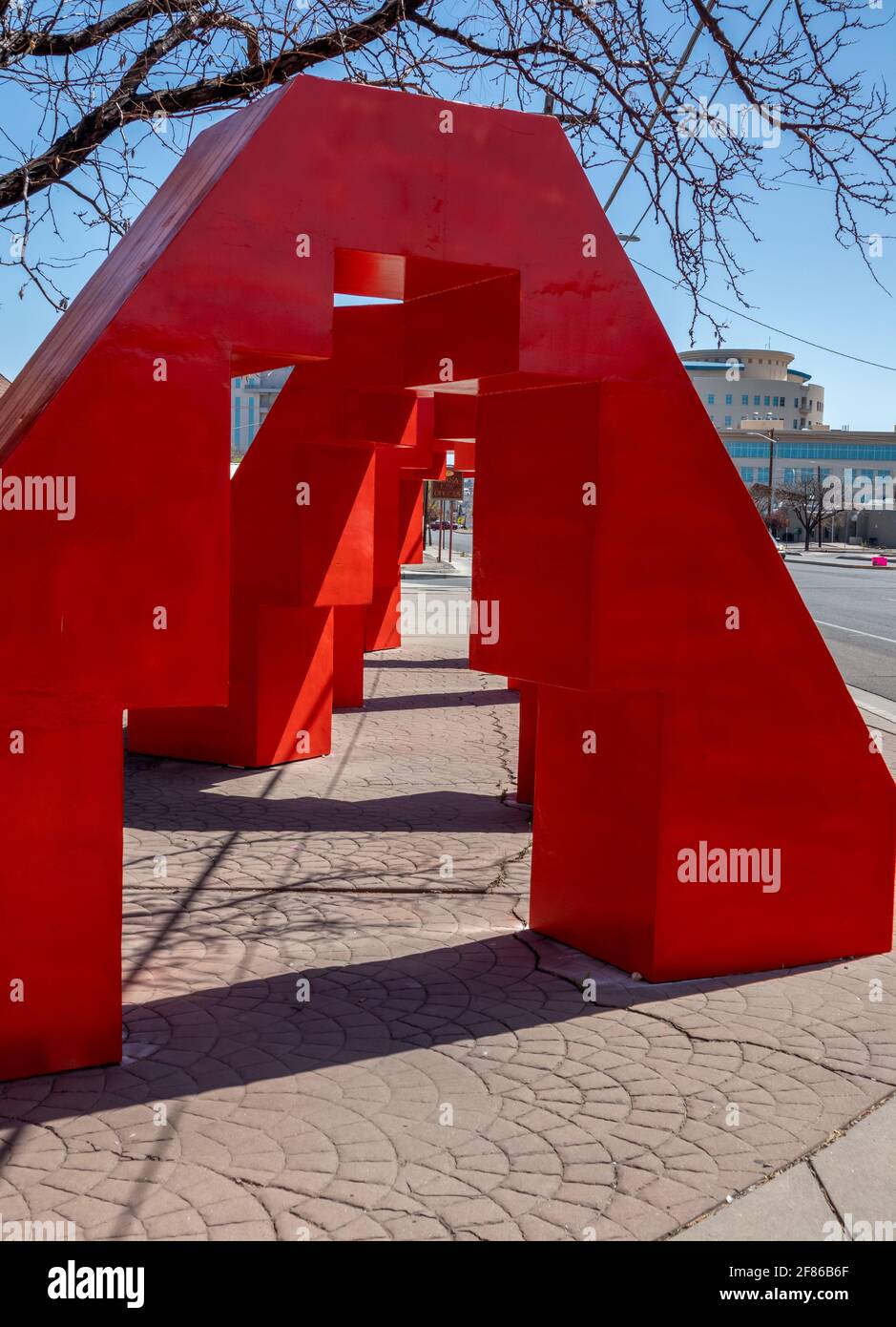 Albuquerque, New Mexico - April 4, 2021: Abstract sculpture in downtown Albuquerque Stock Photo