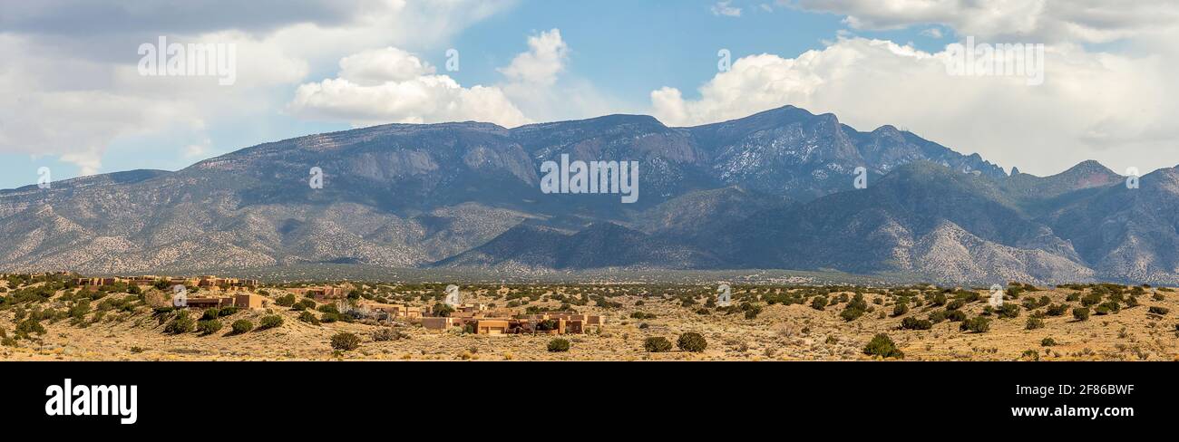 Residential area of the city of Albuquerque and Sandia Mountains, New Mexico Stock Photo