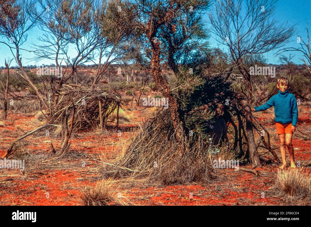 A humpy, also known as a gunyah, wurley, wurly or wurlie, is a small, temporary shelter, traditionally used by Australian Aborigines. Stock Photo
