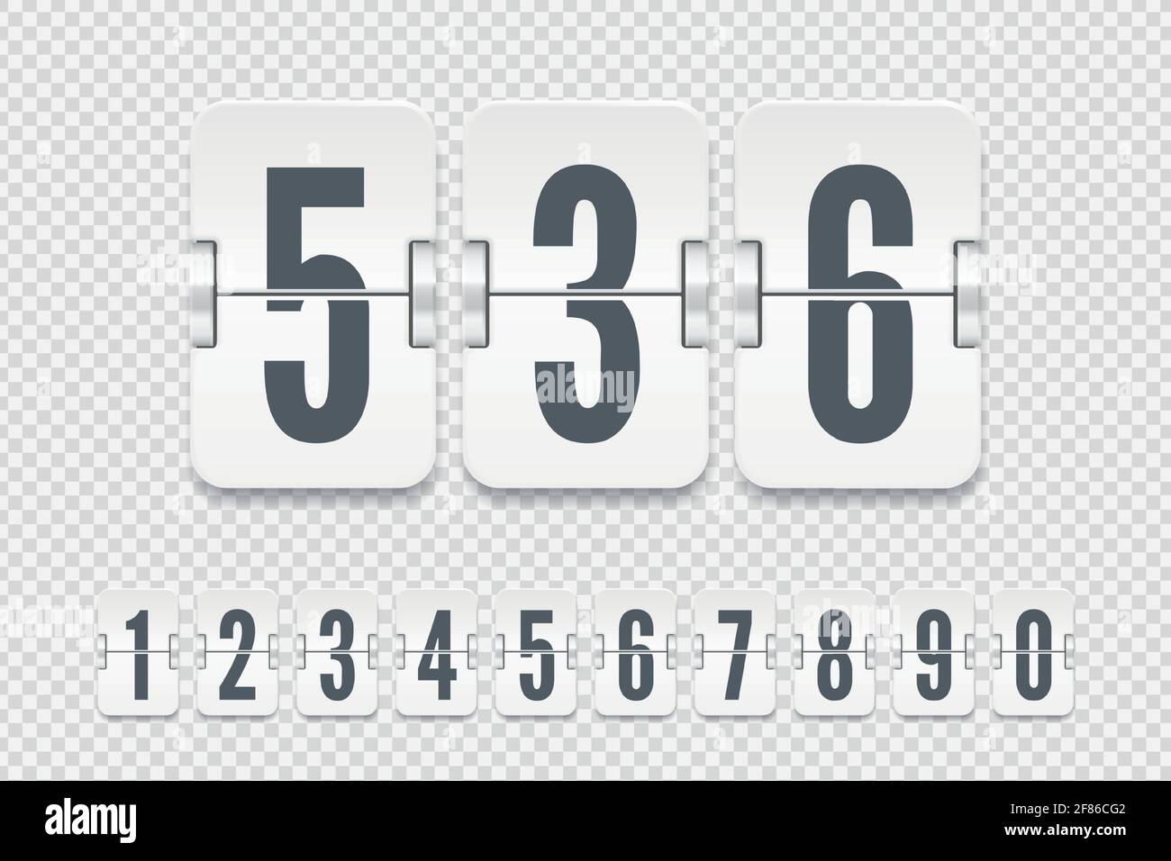 Set Of White Flip Score Board Numbers With Shadows For Countdown Timer set-of-white-flip-score-board-numbers-with-shadows-for-countdown-timer