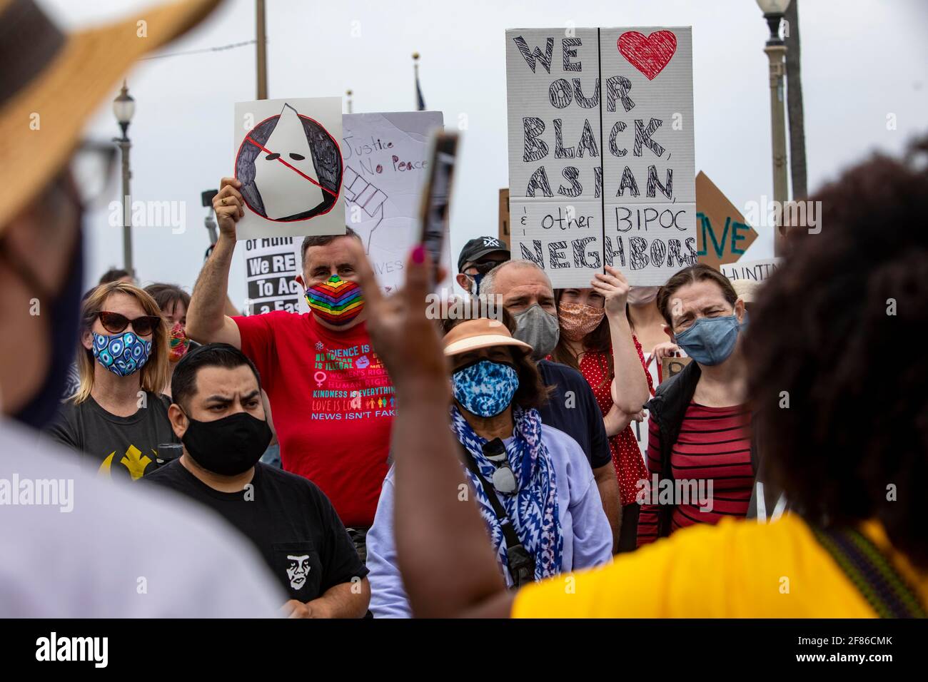 Los Angeles, California, USA. 11th Apr, 2021. A couple hundred people showed up to counter protest a planned White Lives Matter rally at the Huntington Beach Pier. Credit: Jill Connelly/ZUMA Wire/Alamy Live News Stock Photo
