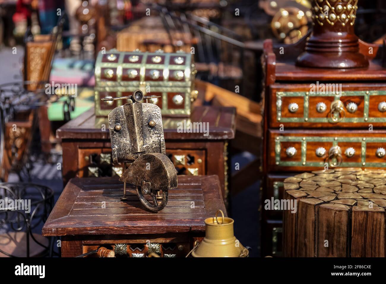 NEW DELHI, INDIA FEBRUARY 2021 Colorful designer table furniture