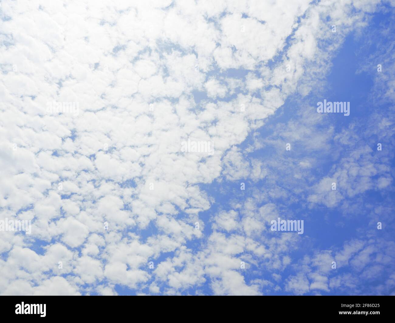 Altocumulus cloud on beautiful blue sky , Fluffy clouds formations at tropical zone Stock Photo