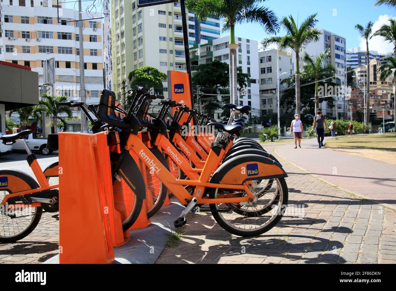 salvador, bahia, brazil december 14, 2020 shared bicycle rental