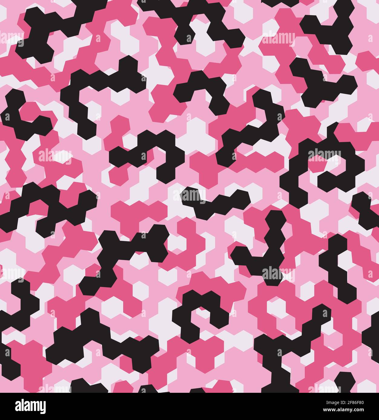 Digital Pink Camouflage seamless patterns with hex pixels Stock Vector