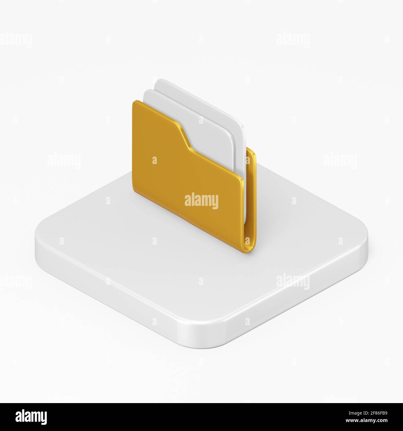 Document folder yellow icon. 3d rendering square button key isometric view, interface ui ux element Stock Photo