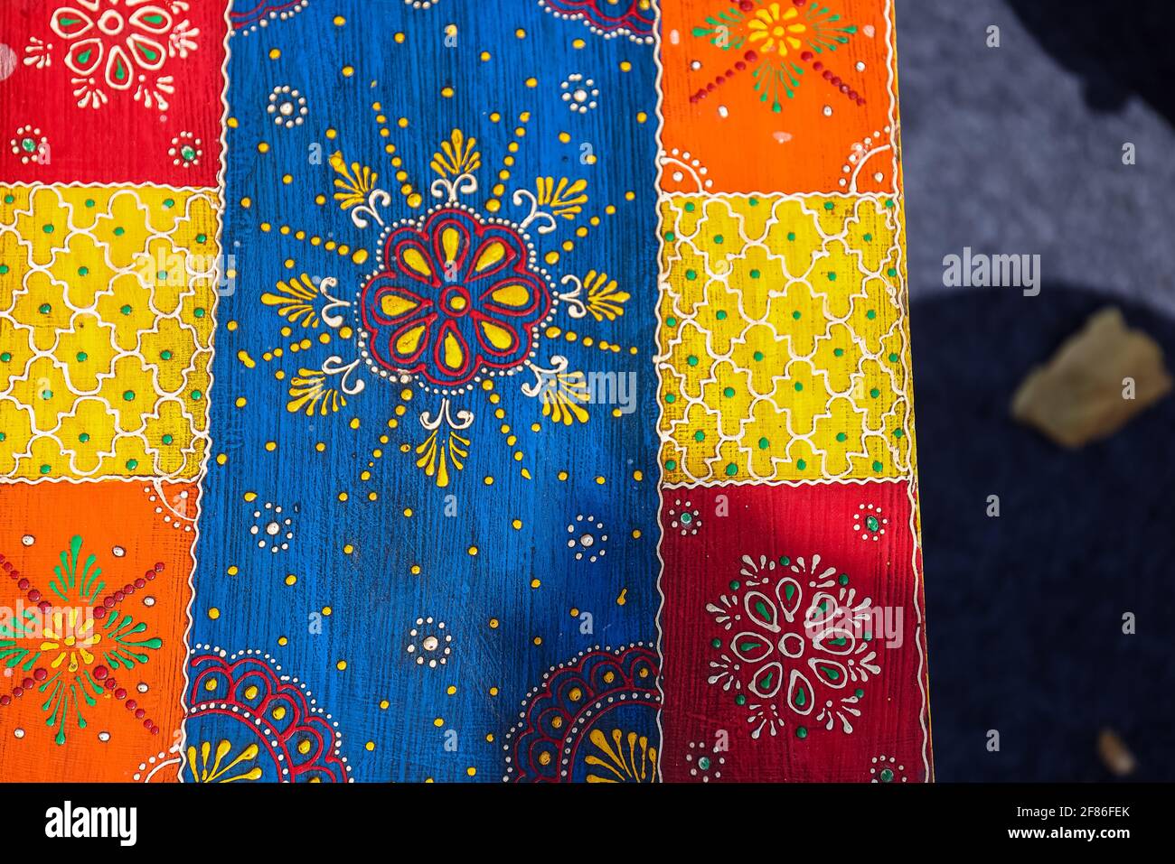 NEW DELHI, INDIA FEBRUARY 2021 Colorful designer table furniture