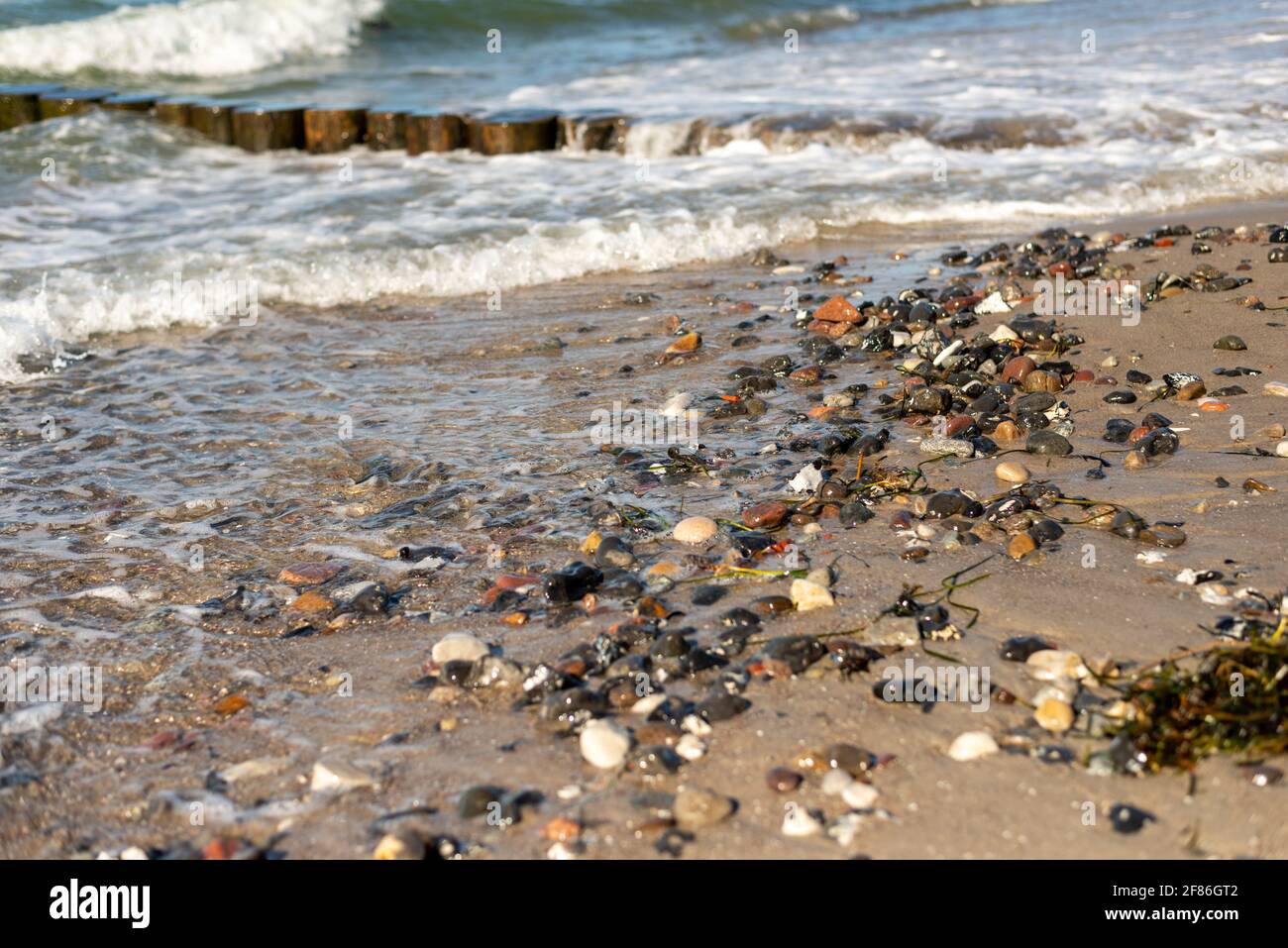 Natural view of strong waves hitting the amber coast in the Baltic sea  Stock Photo - Alamy