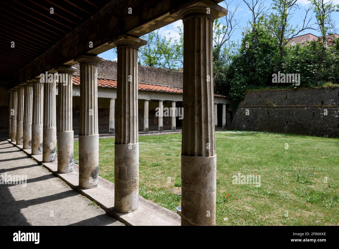 Torre Annunziata. Italy. Archaeological site of Oplontis (Villa di Poppea / Villa Poppaea / Villa A). Viridarium, a garden that once overlooked the se Stock Photo