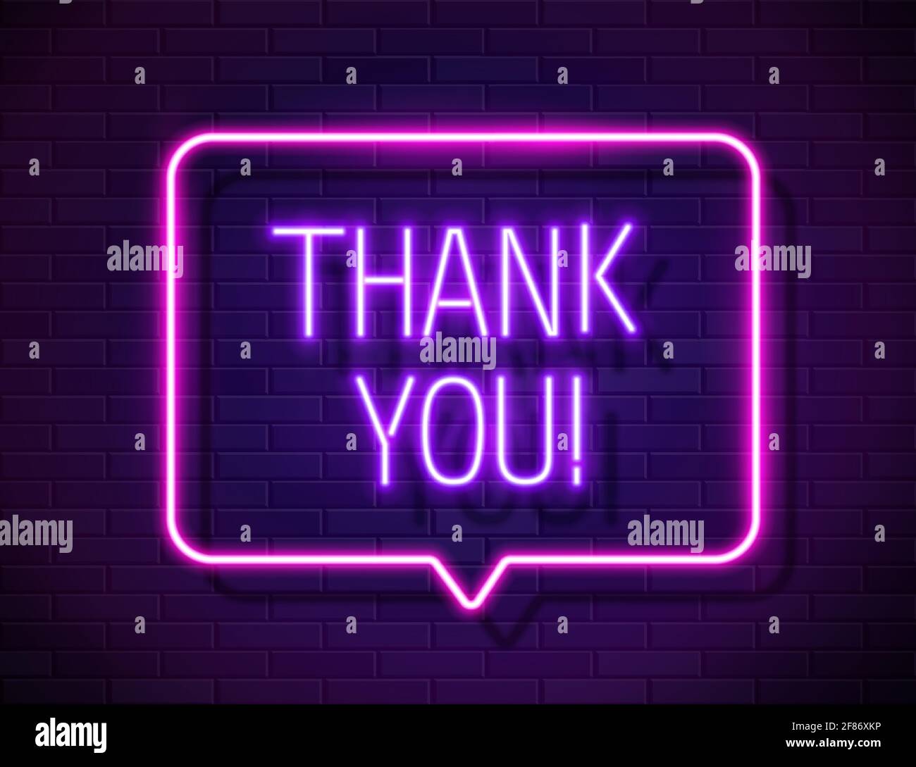 Thank You Realistic Neon Text Sign isolated on brick wall background