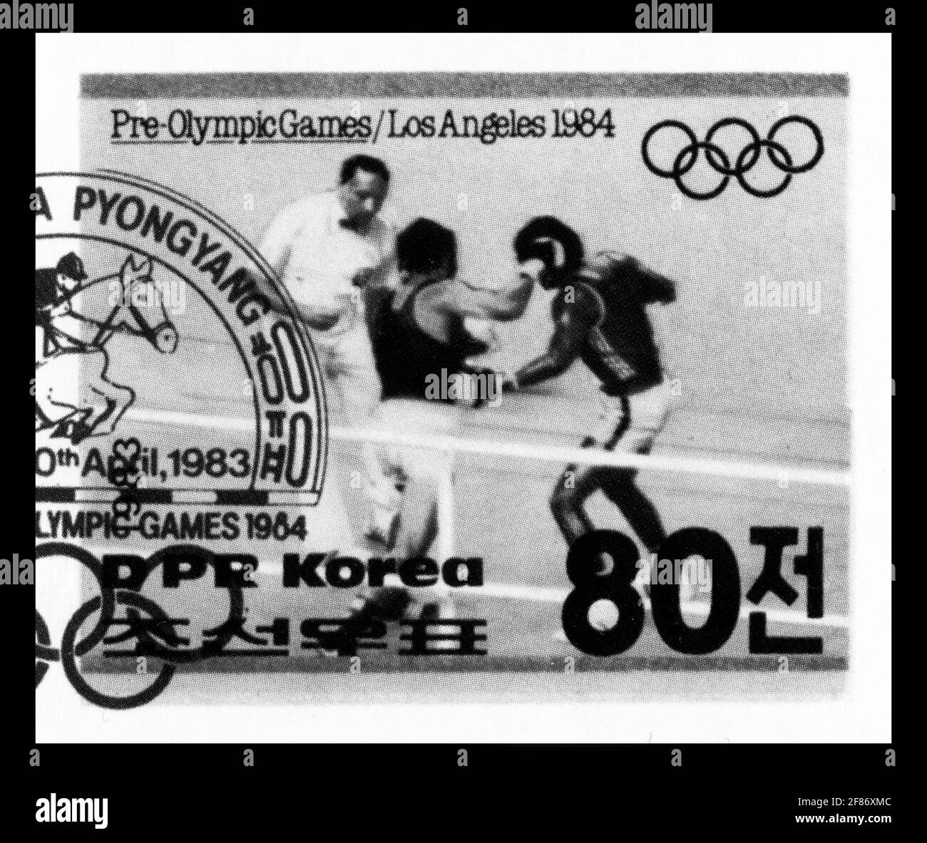 Stamp print in DPR Korea, sport,Olympic Games, Los Angeles 1984 Stock Photo