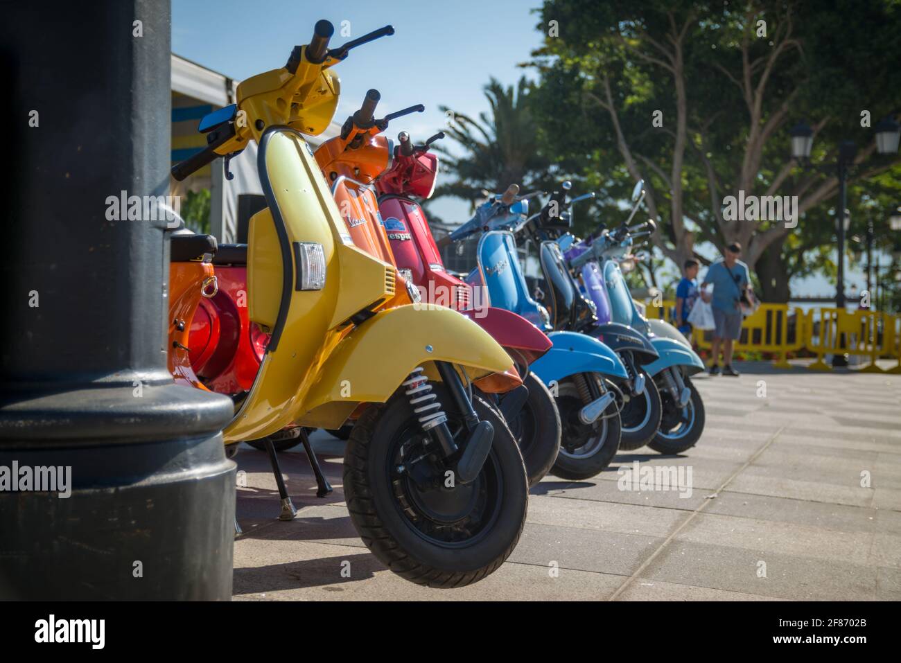 Scooters in many colours Stock Photo
