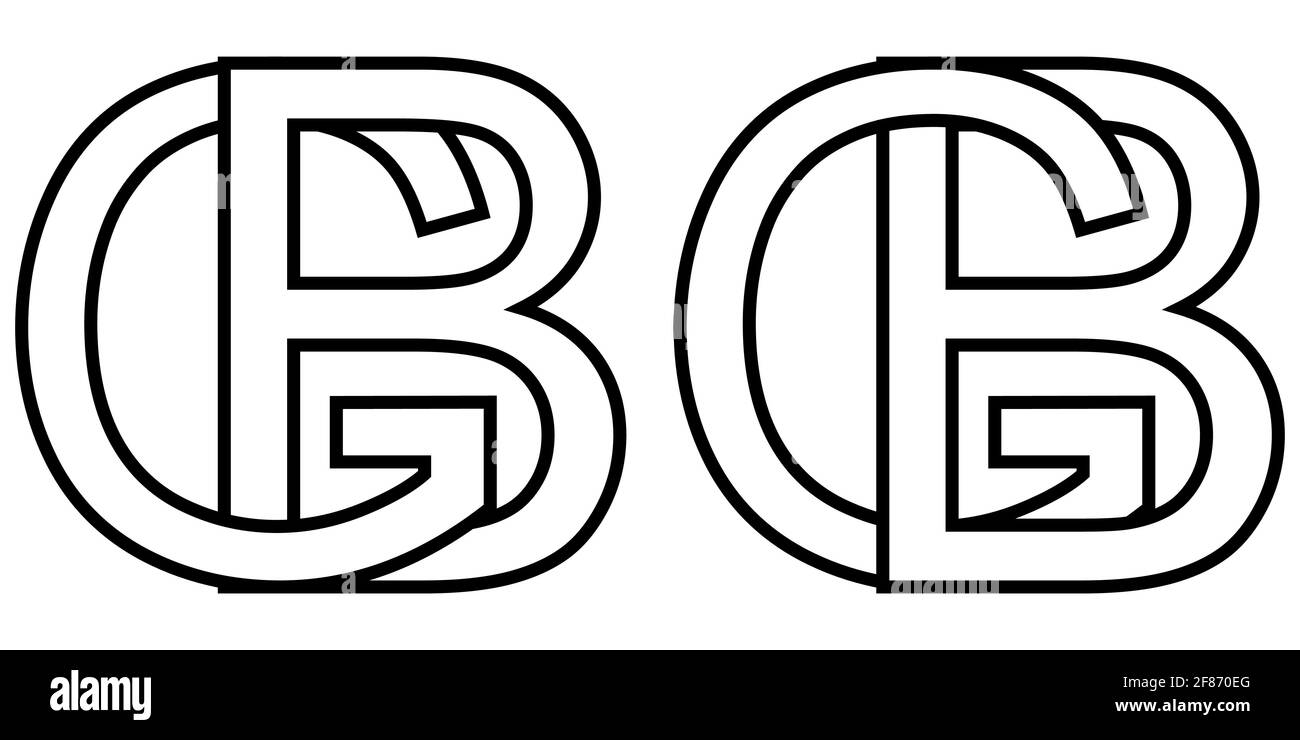 Logo sign gb bg icon sign interlaced letters b, g vector logo gb, bg first capital letters pattern alphabet g, b Stock Vector