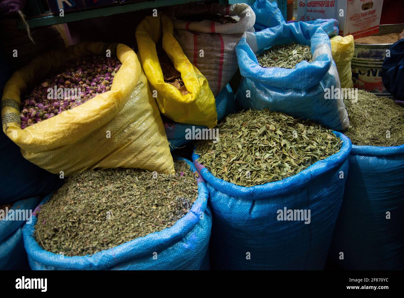 Spices and herbs in the medina Stock Photo