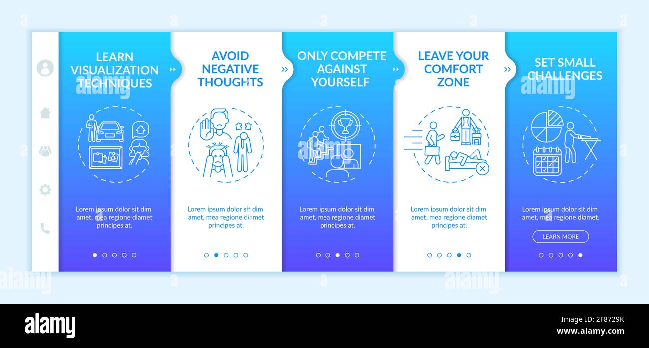 Self-improvement tools onboarding vector template Stock Vector